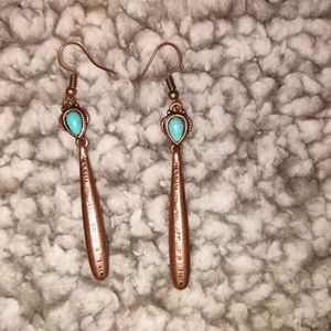 Copper turquoise dangle earrings